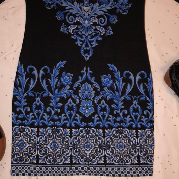 JUST LOVE BLACK AND BLUE FLORAL COTTON DRESS - Picture 6 of 6